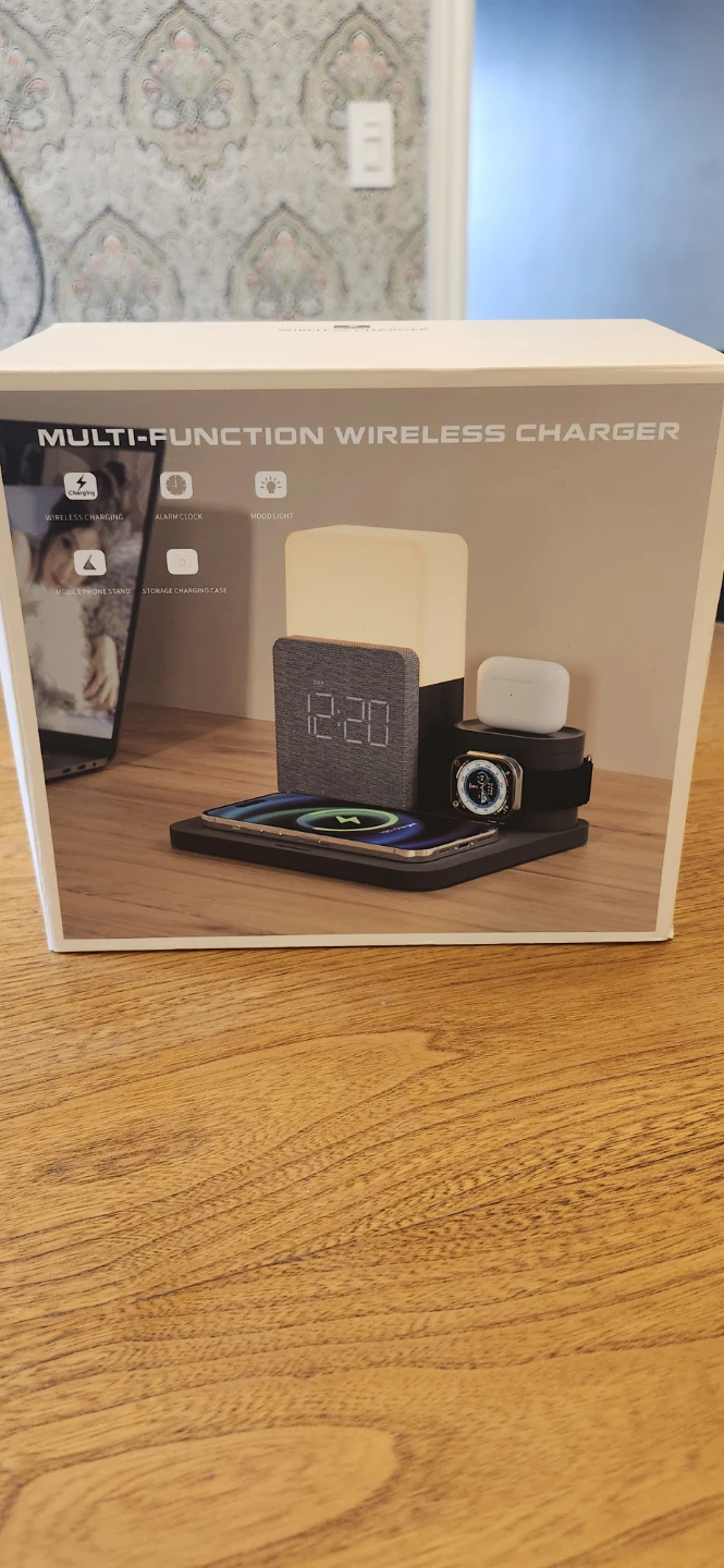 Multi-Function Wireless Charger with Lamp and Clock - photo 3