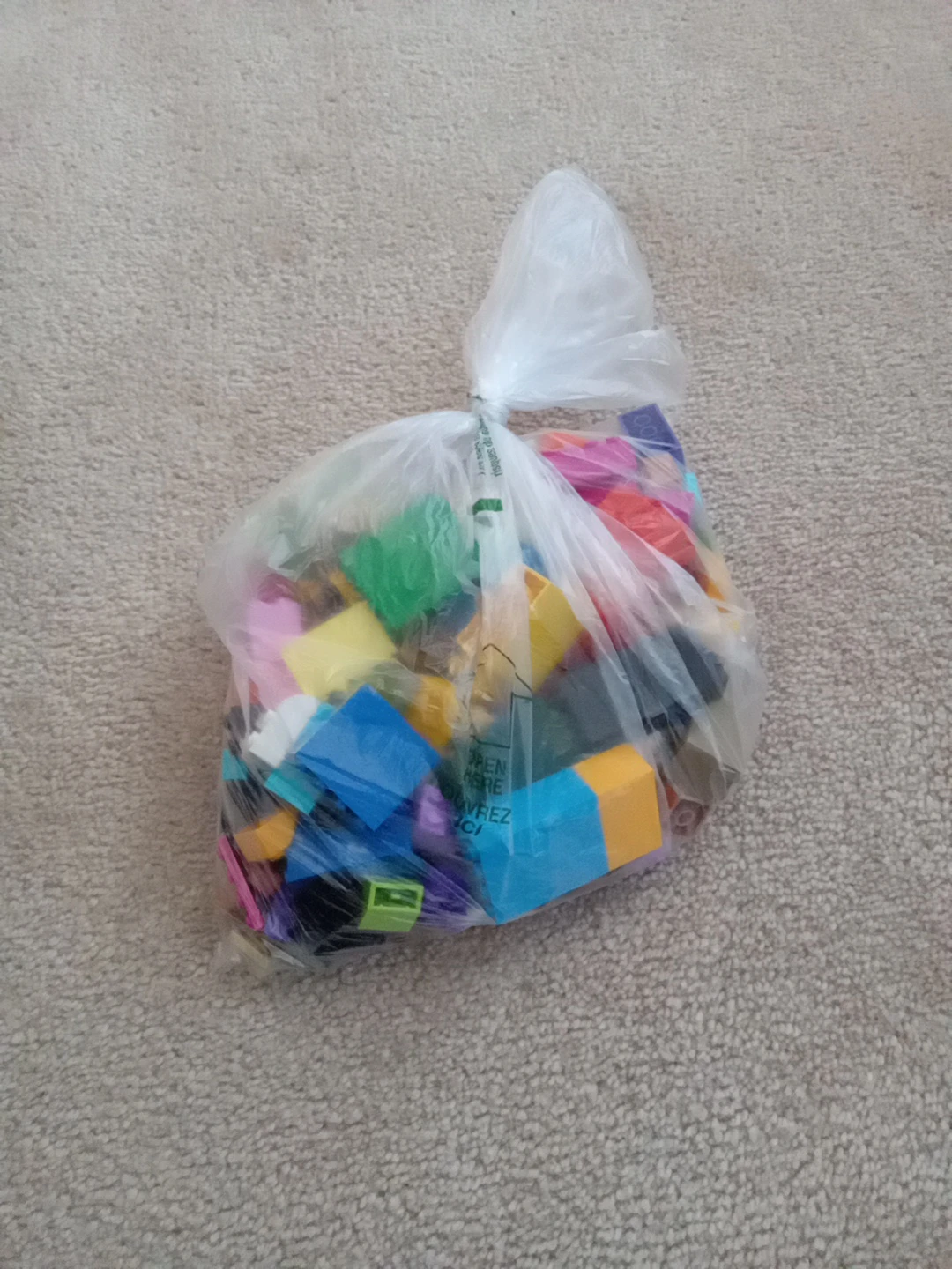 Bag of assorted LEGO blocks