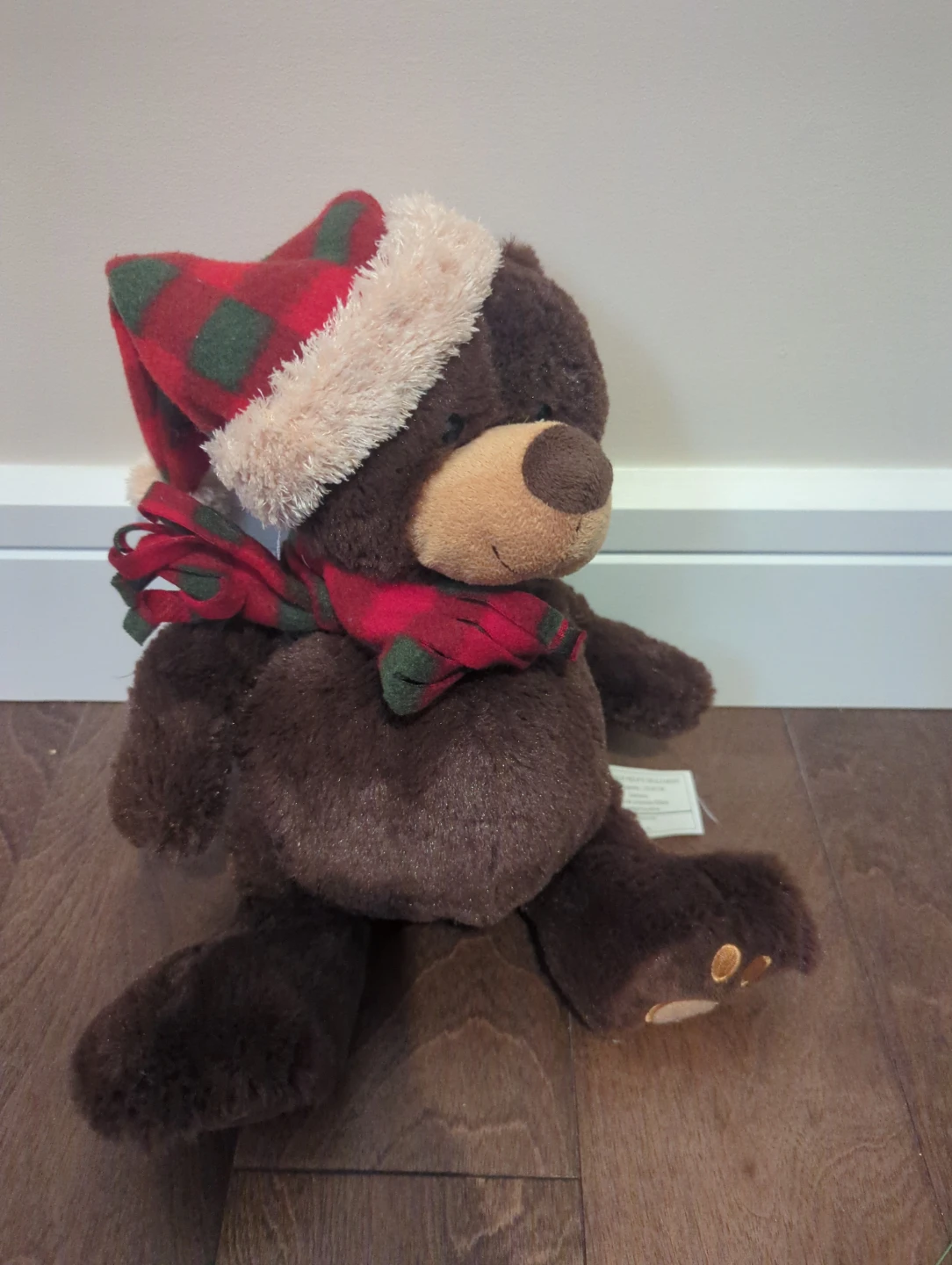 Plush Teddy Bear with Santa Hat and Scarf