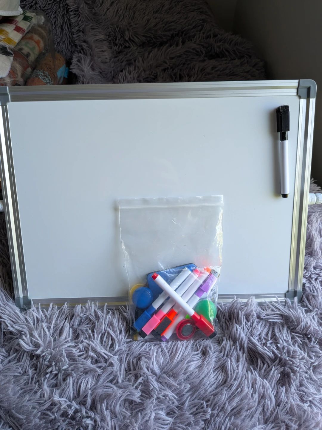 Double-sided Dry Erase Whiteboard with stand, markers