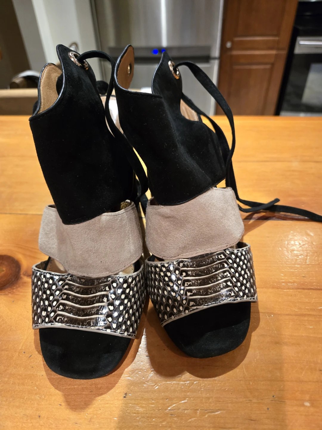 Coach Black Suede Lace-Up Heels