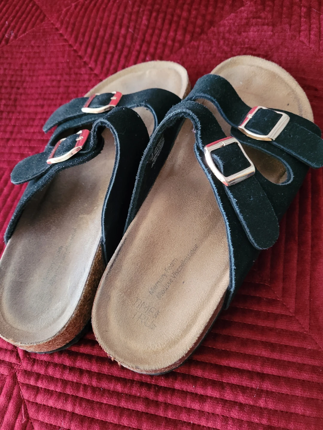 Unisex Black Suede Memory Foam Comfort Sandals