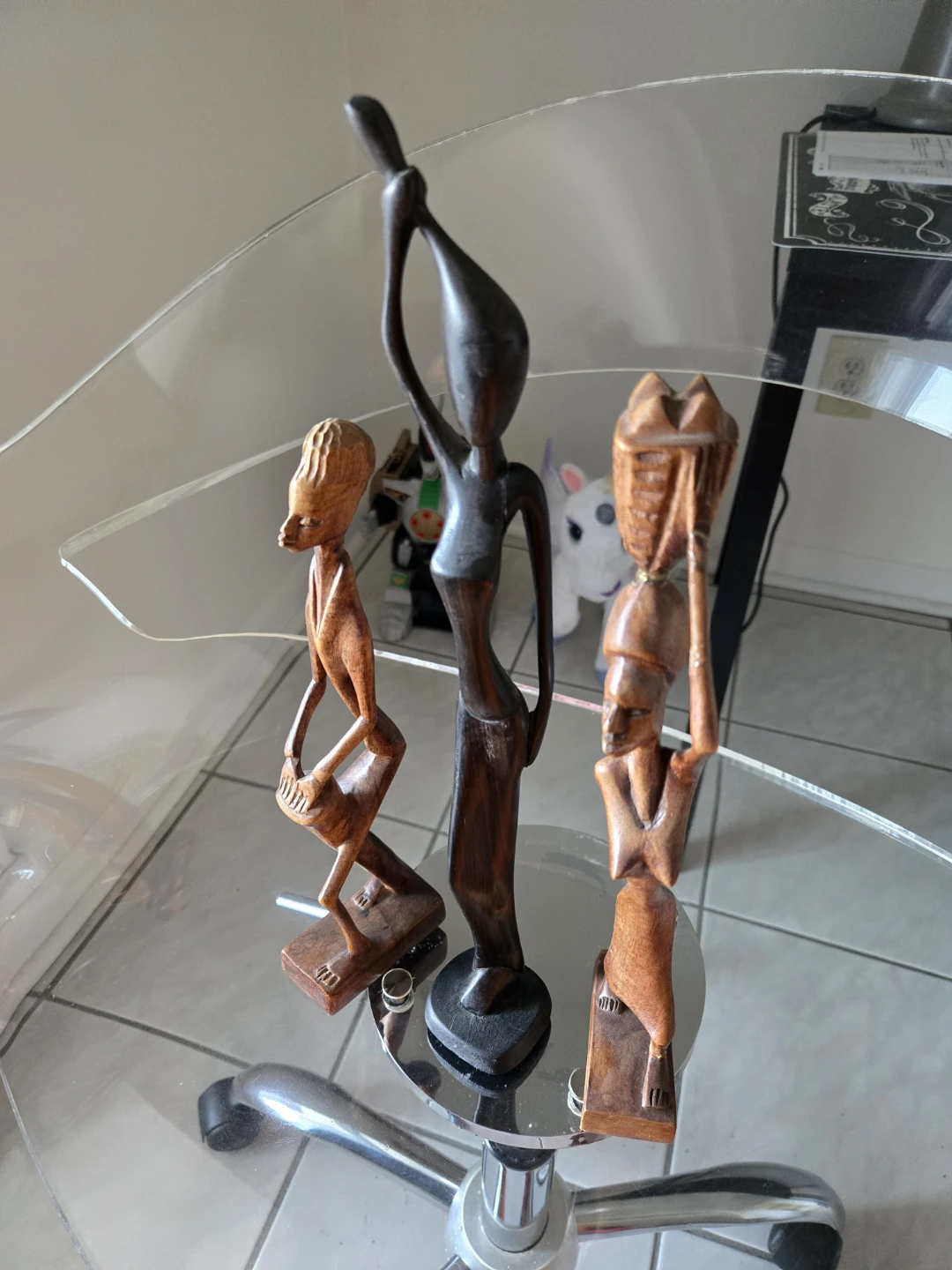 Set of 3 Carved Wooden Figurines