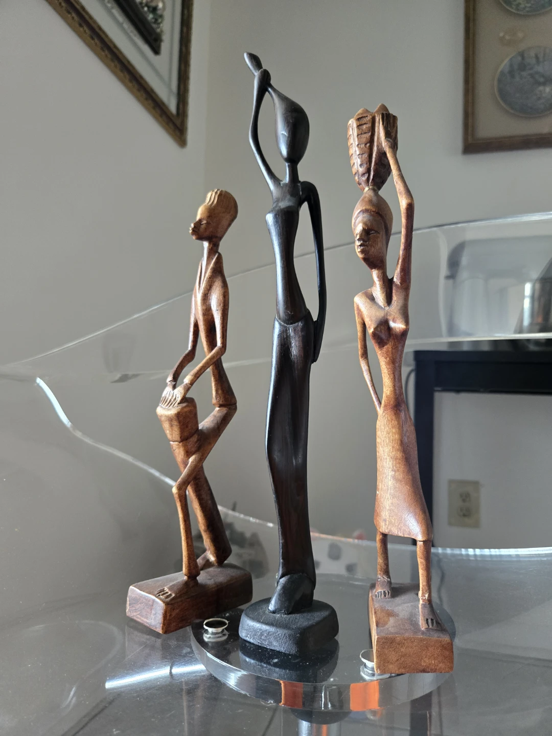 Set of 3 Carved Wooden Figurines - photo 2
