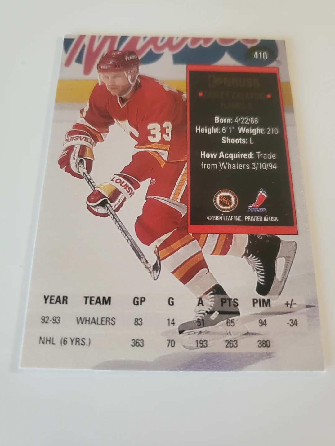 1994 Donruss Hockey Card - Jarome Iginla - photo 2