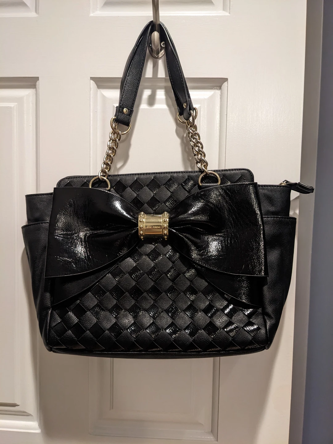 Betsey Johnson Black Tote Bag with Bow Accent