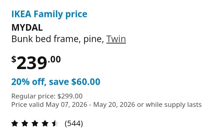 Brand new still packed box IKEA MYDAL Twin Bunk Bed Frame - Pine - photo 5
