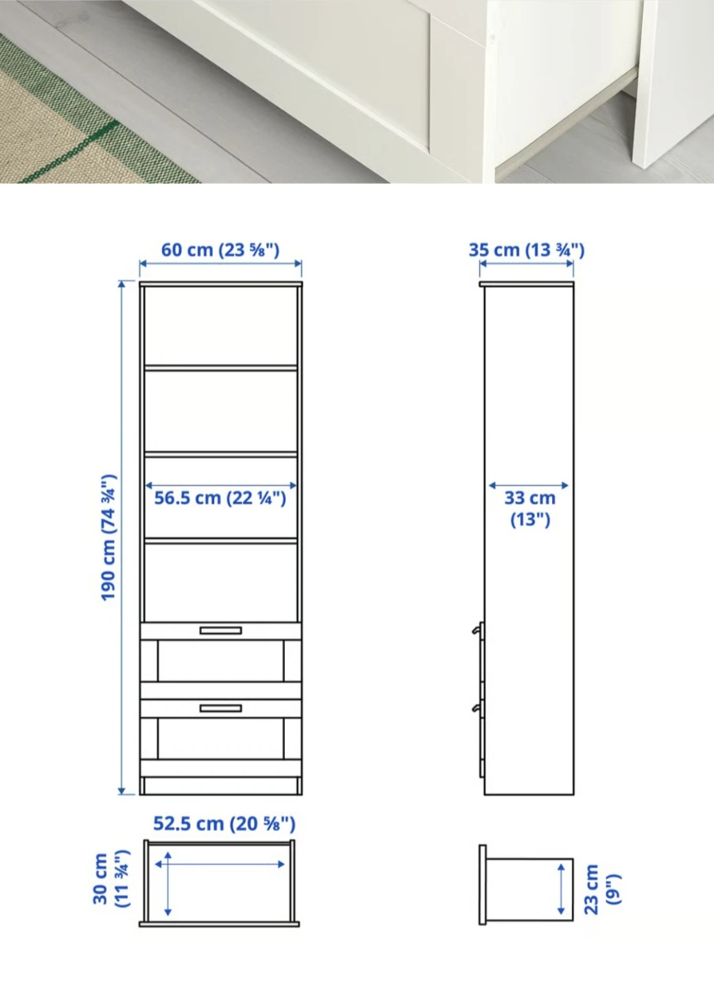 IKEA BRIMNES White Bookshelf with 2 Drawers - photo 3