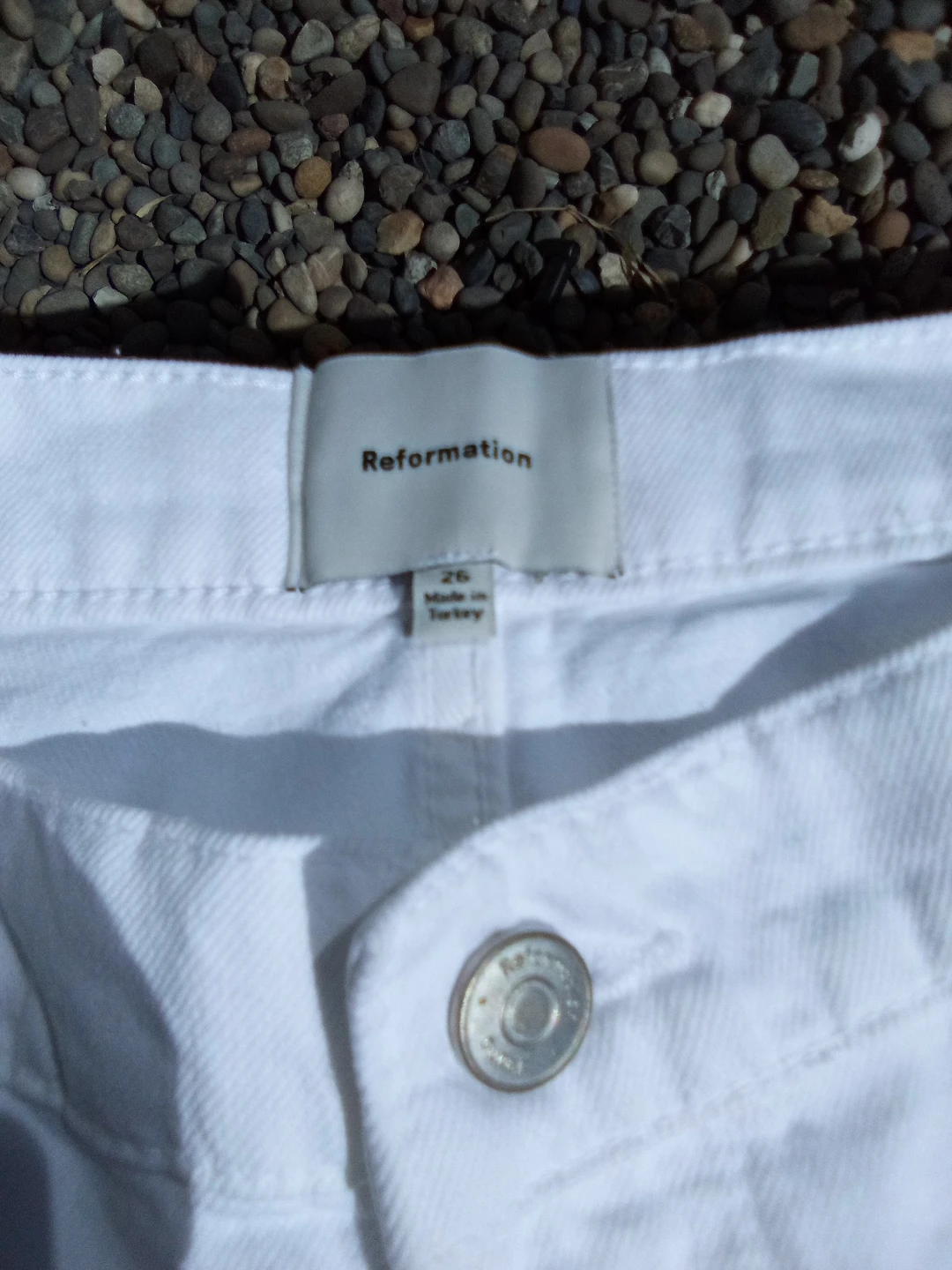 Reformation Diego Mid Rise Baggy Utility Jeans White Size 26