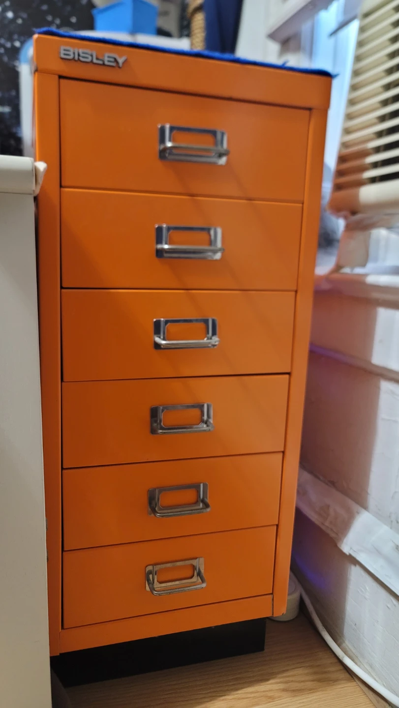 Bisley Orange Metal Filing Cabinet