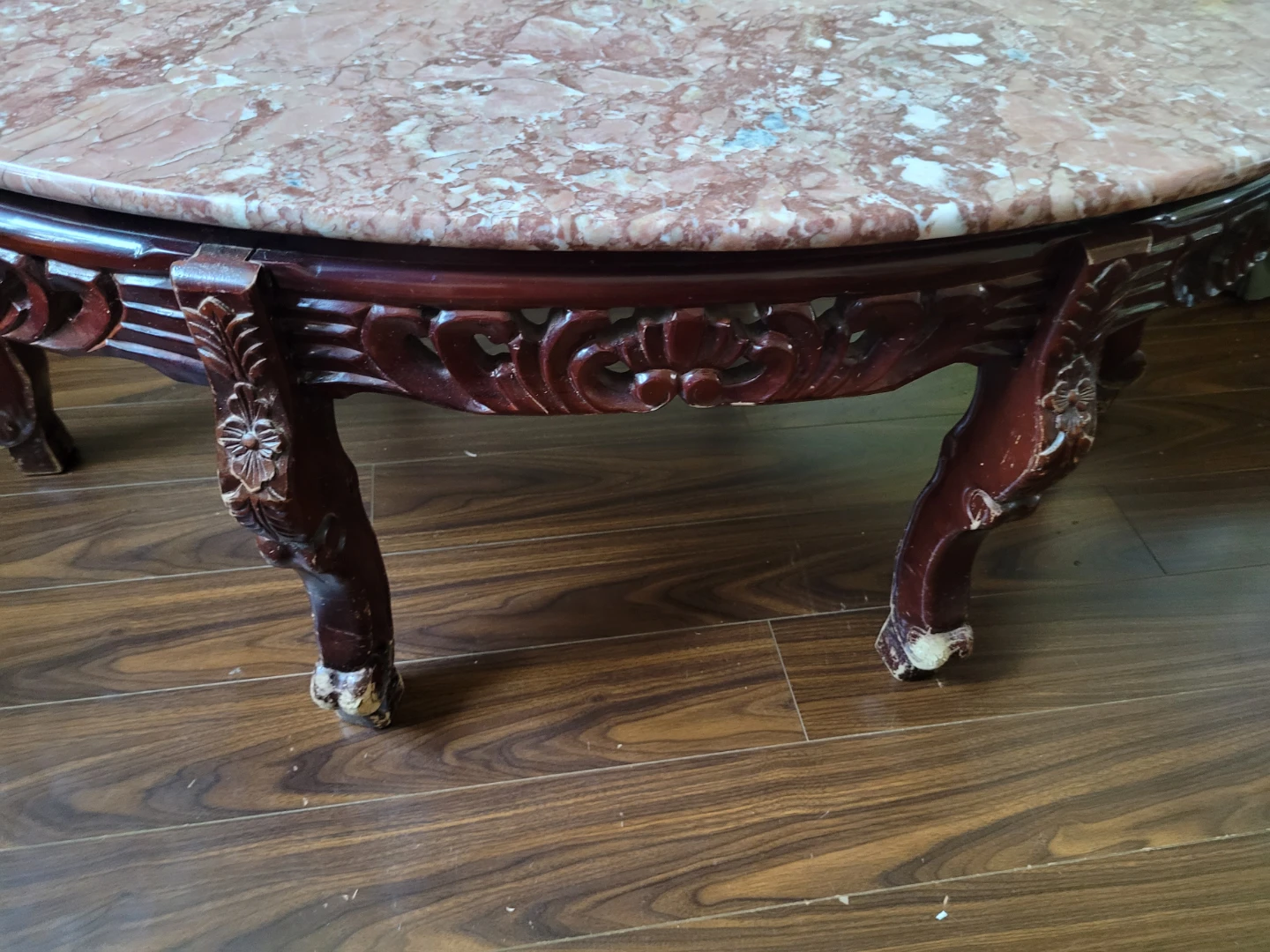 Marble Top Accent Table's with Carved Wood Base - photo 4