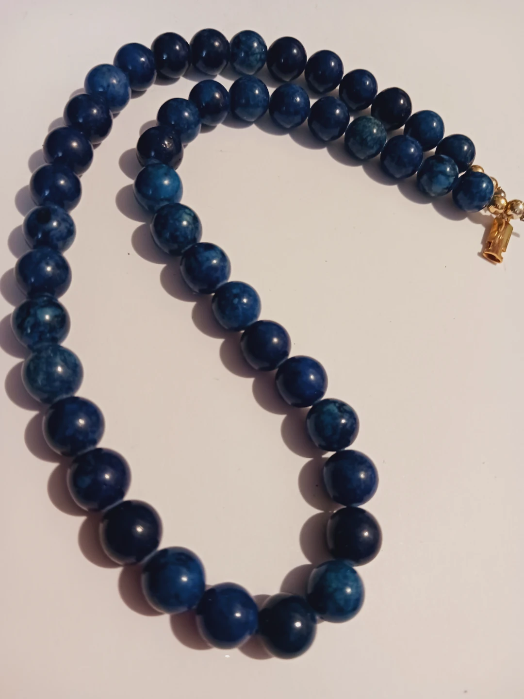 Lapis Lazul Beaded Necklace with Gold Tone  Clasp - photo 4