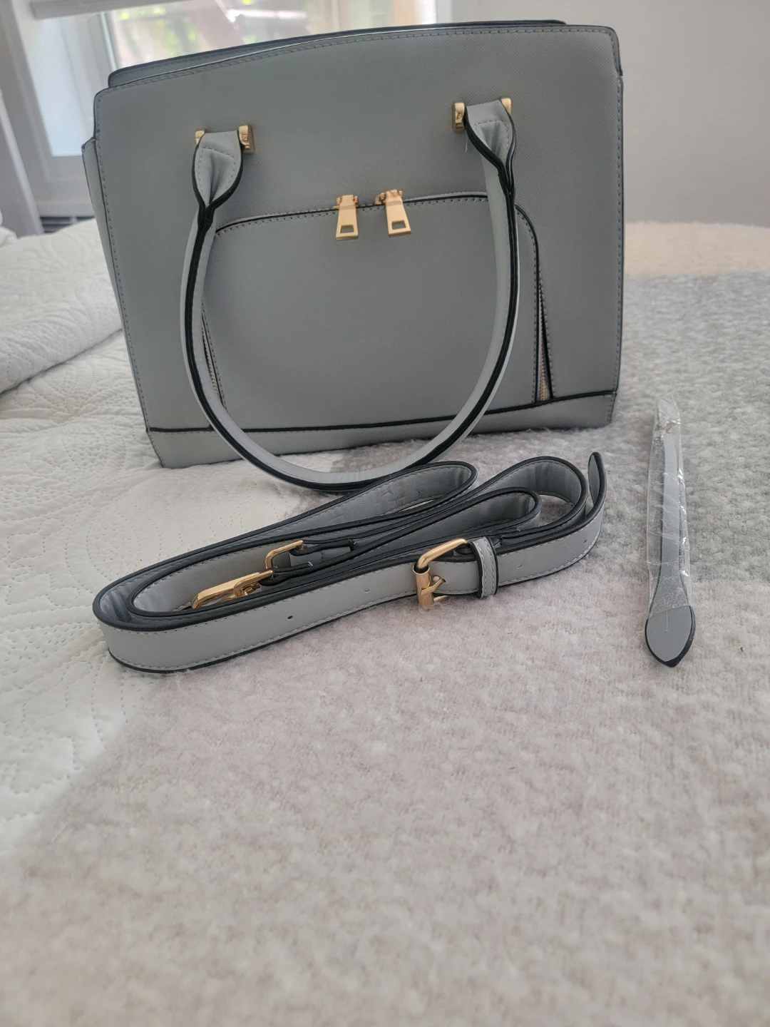 Light Gray Handbag with Shoulder Strap