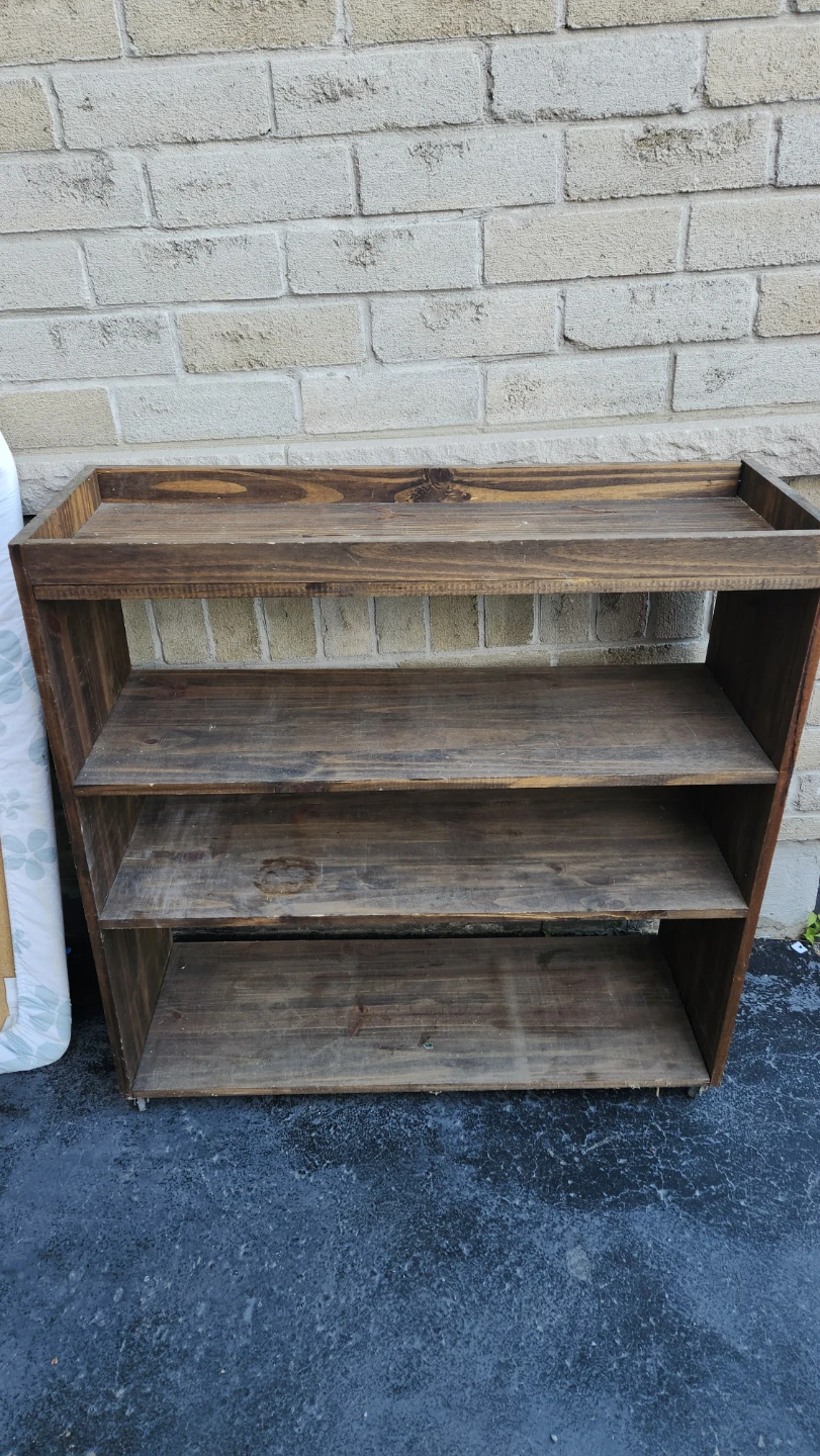 Wooden 3-Shelf Unit with Wheels