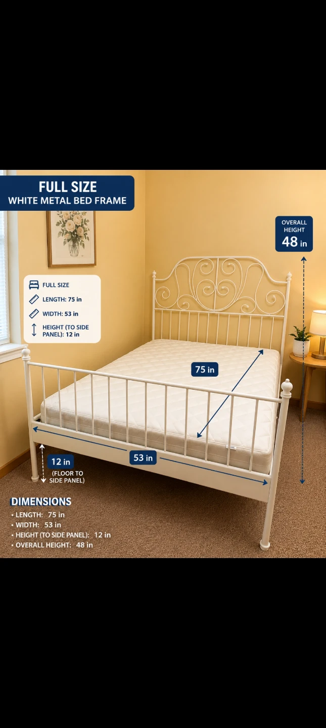 White Metal Full Size Bed Frame - photo 2