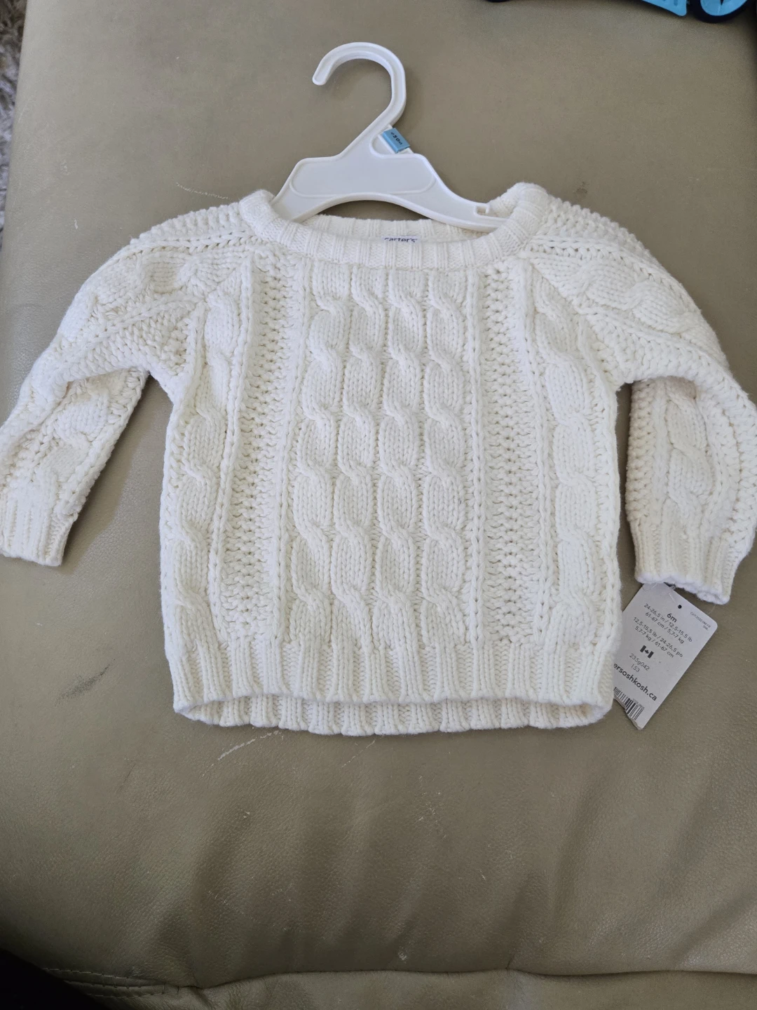 Carter's Cream Knit Sweater - 6 Months
