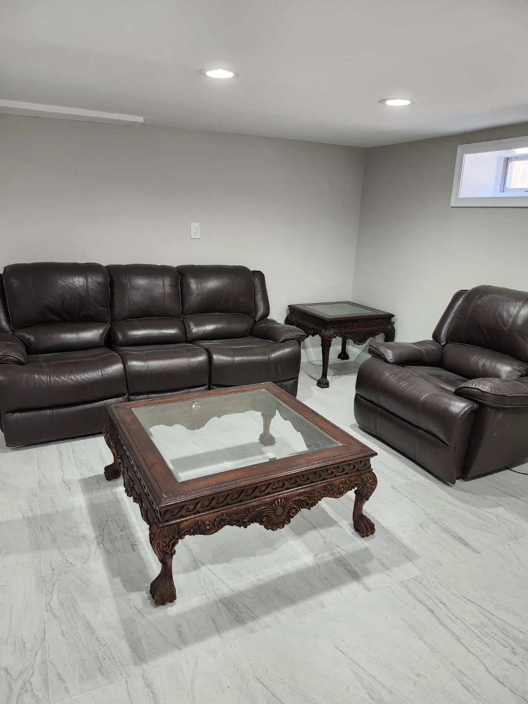 Brown Leather Sectional Recliner Sofa - photo 2