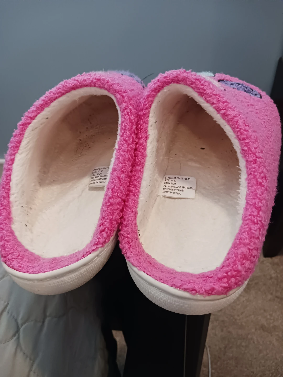 Pink Fuzzy Slippers with Candy Heart Design - photo 2