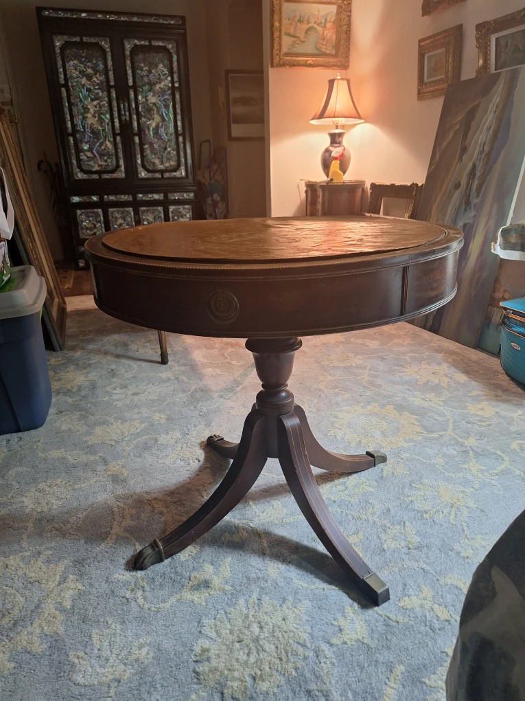 Round Side Table with Drawer - photo 2