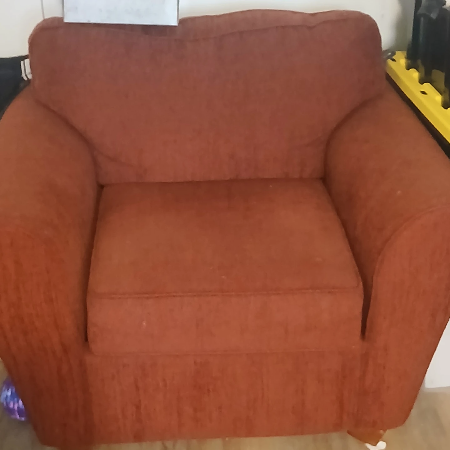 Burgundy Fabric Armchair and Sofa Set
