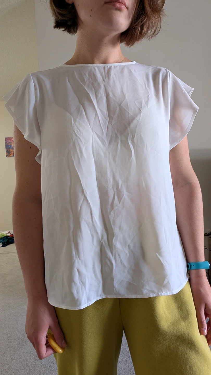 White Blouse with Flutter Sleeves - photo 2
