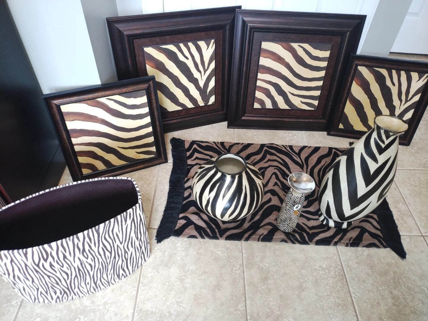 Zebra Print Home Decor Set