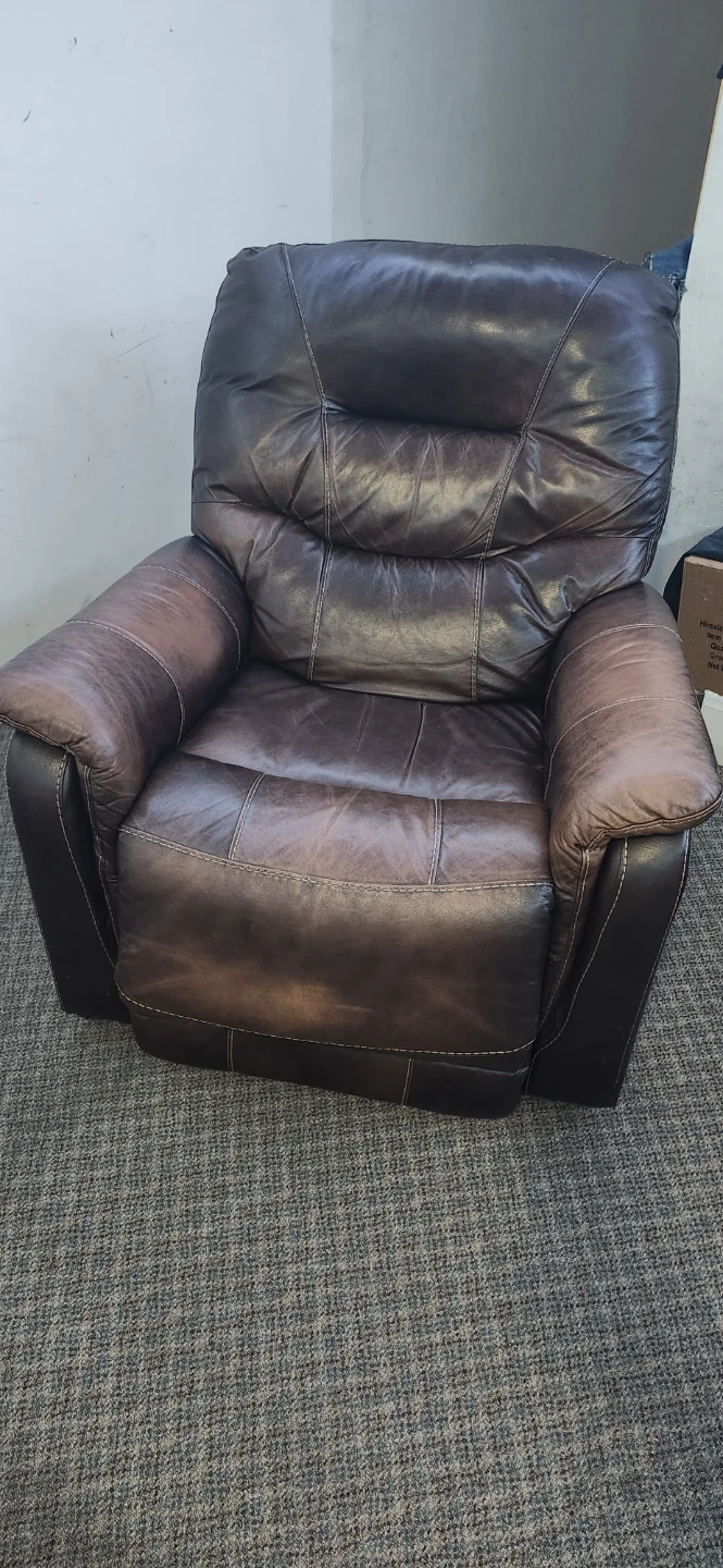 Brown Leather Recliner Chair with Side Pocket - photo 2