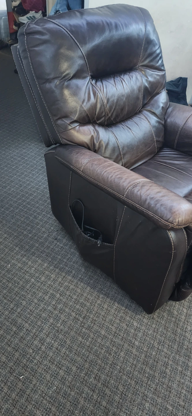 Brown Leather Recliner Chair with Side Pocket - photo 4