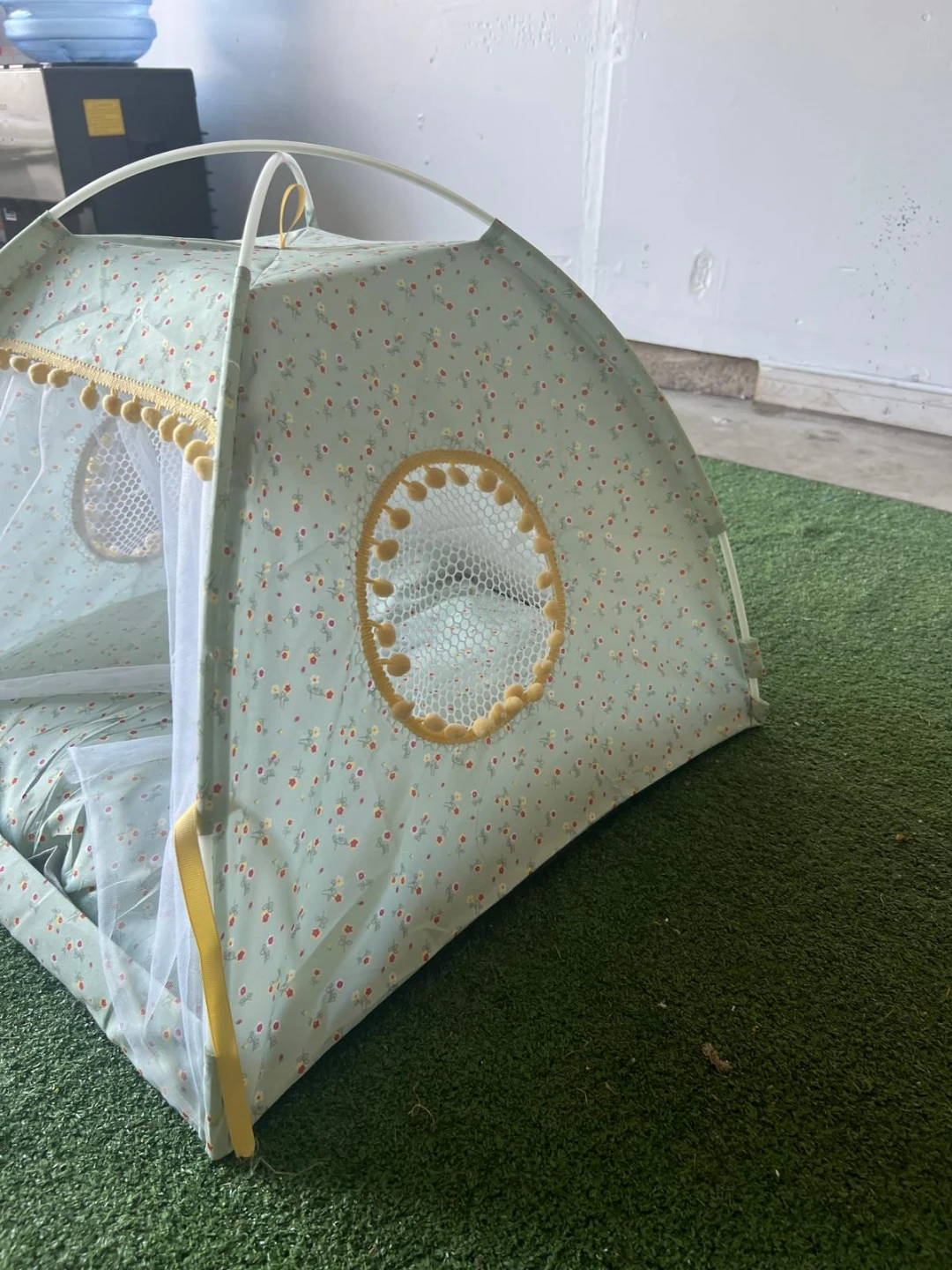 Floral Print Mosquito Net Tent with Pom Pom Trim - photo 3