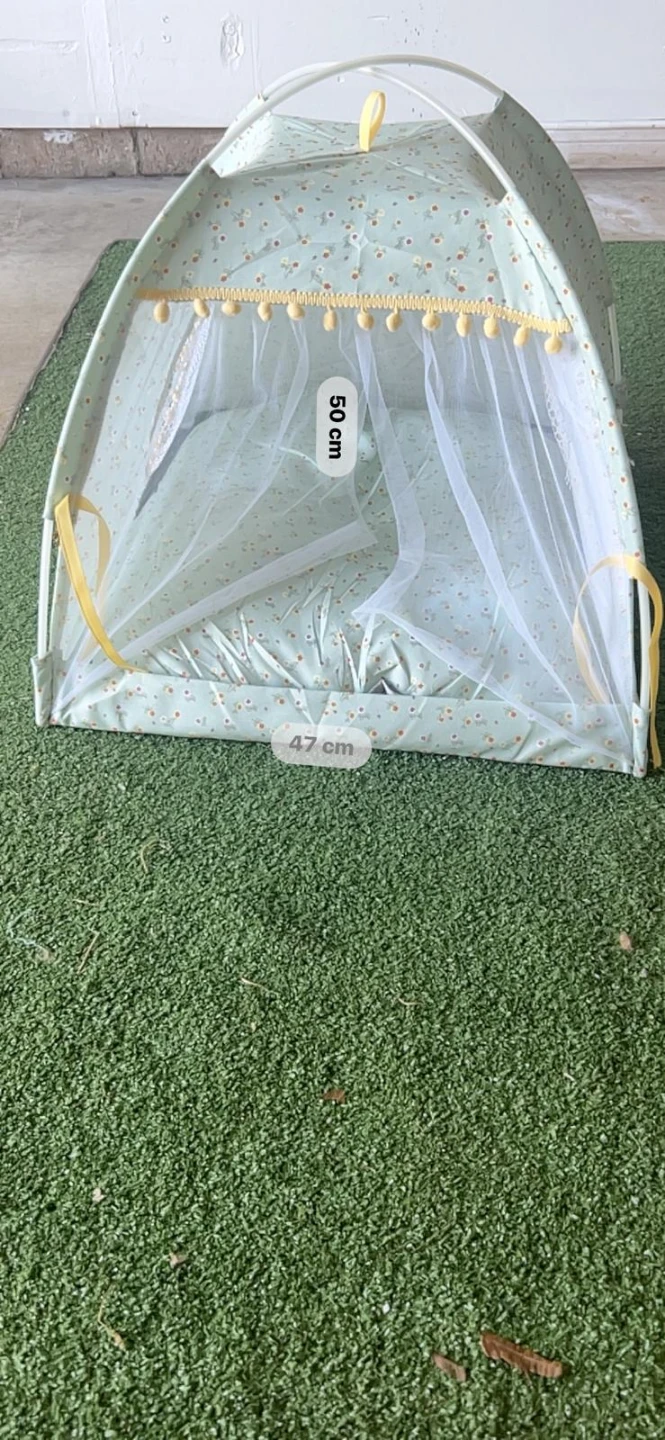Floral Print Mosquito Net Tent with Pom Pom Trim - photo 5