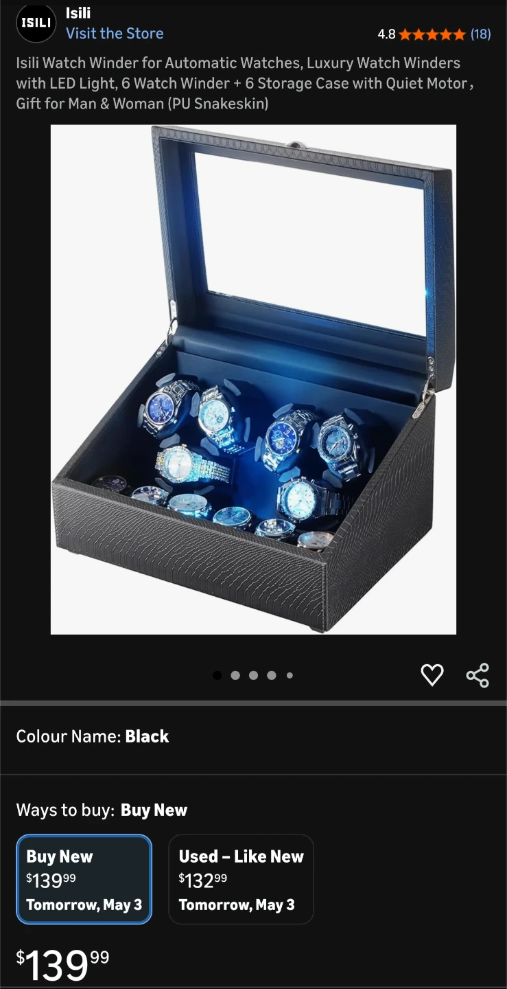 BRAND NEW-Isili 6 Watch Winder and Storage Case
