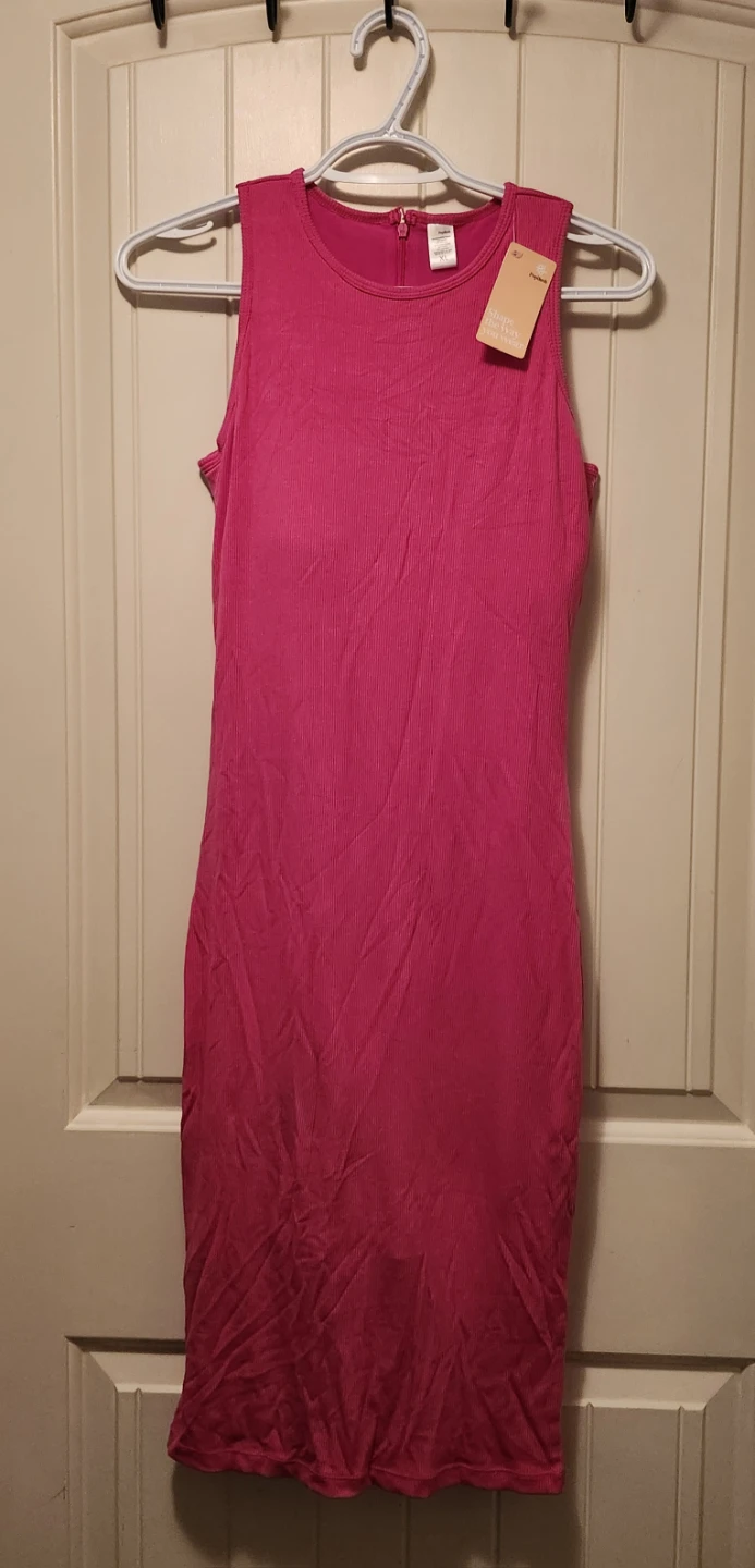 Poplush Ribbed Bodycon Dress - XL - Hot Pink