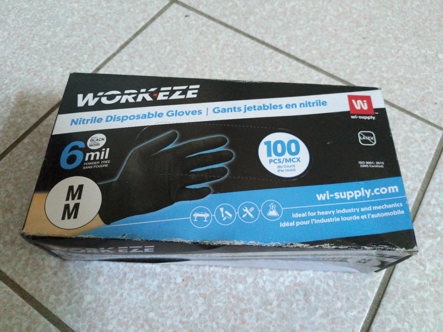 Workeze Nitrile Disposable Gloves - Medium, Black, 100 Count