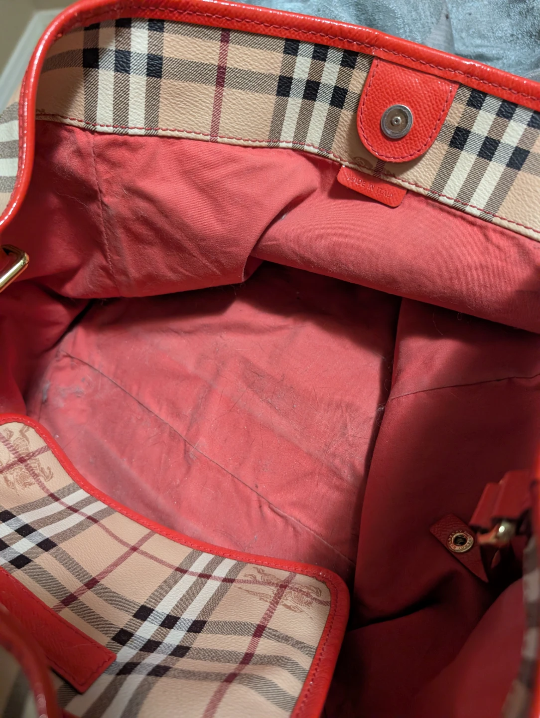 Burberry Haymarket Check & Red Leather Wallet - photo 3