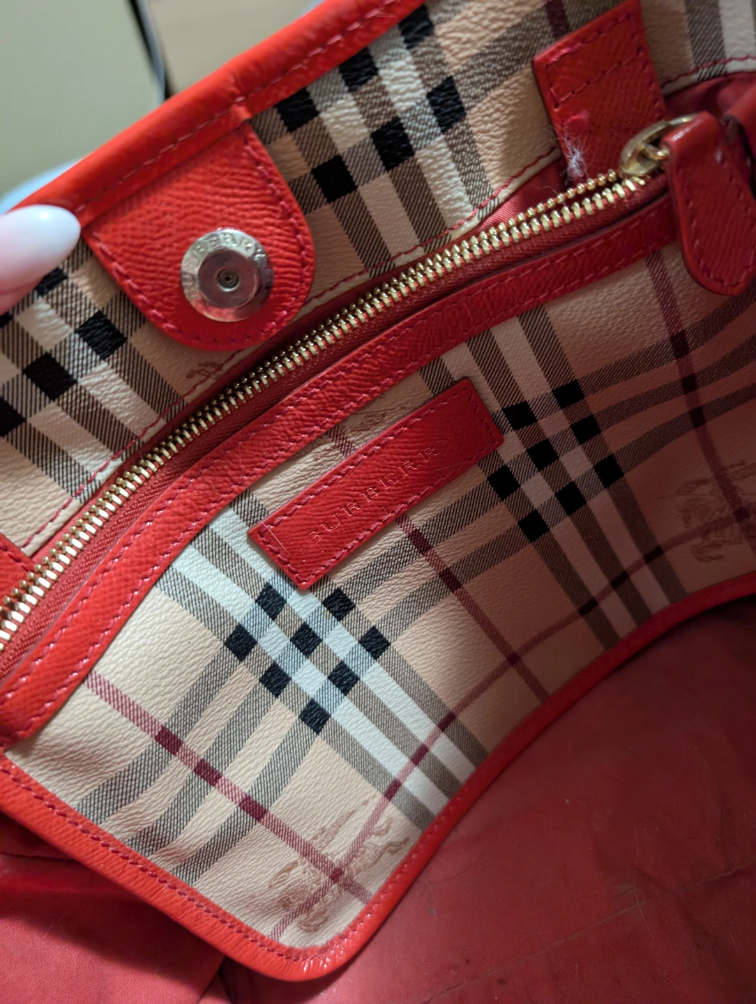 Burberry Haymarket Check & Red Leather Wallet - photo 5