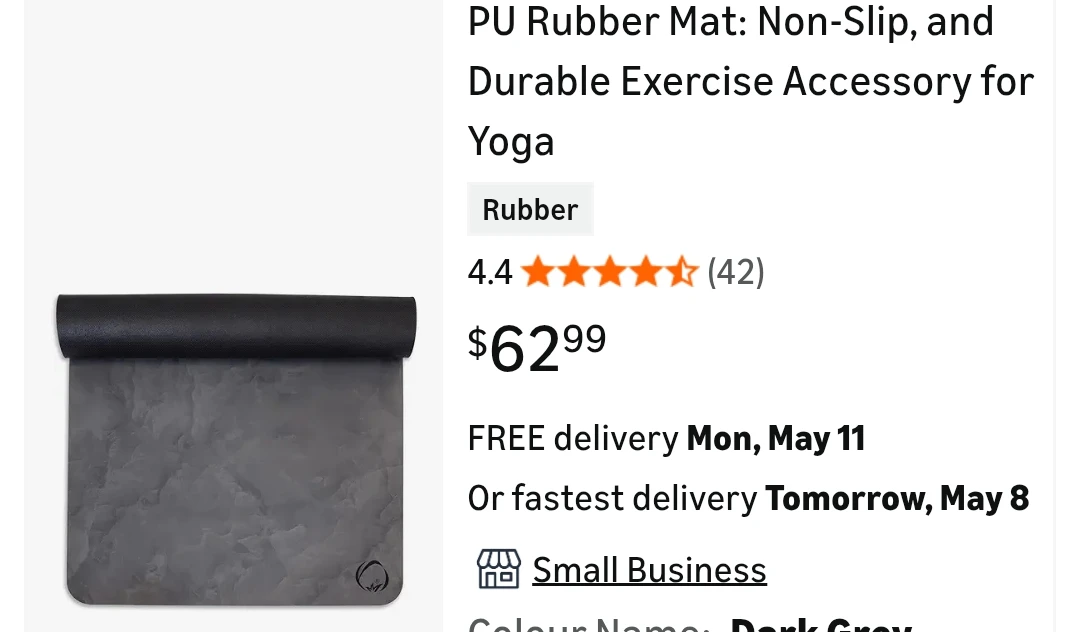 PureEarth Natural Rubber Yoga Mat + Strap