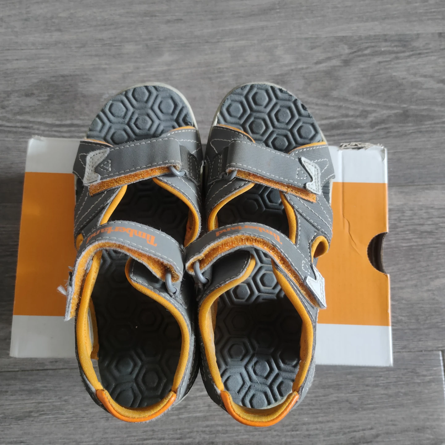 Timberland  Seeker Youth Strap Sandals - Grey/Orange Size 1