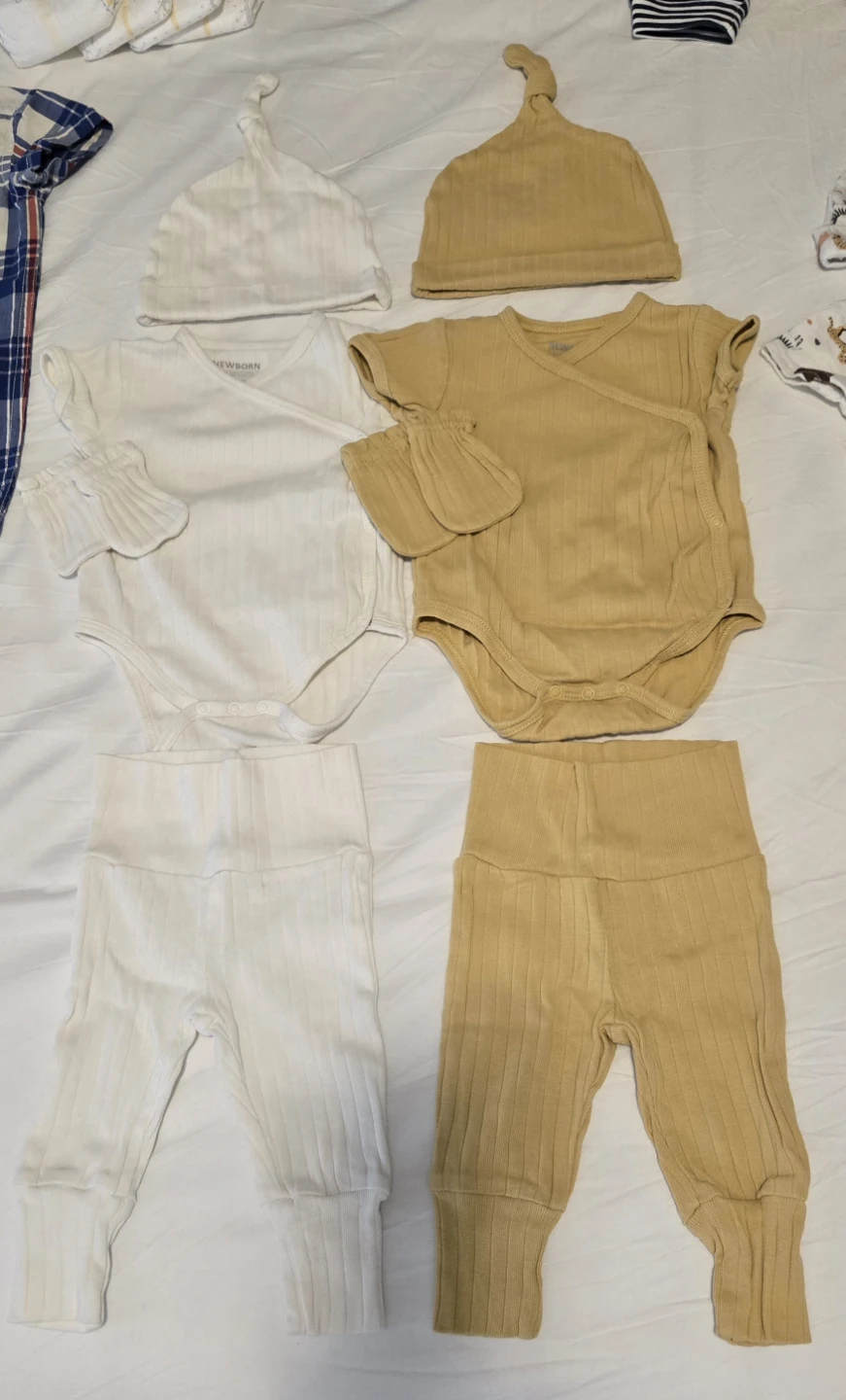 Newborn Baby Clothes Set - White & Mustard
