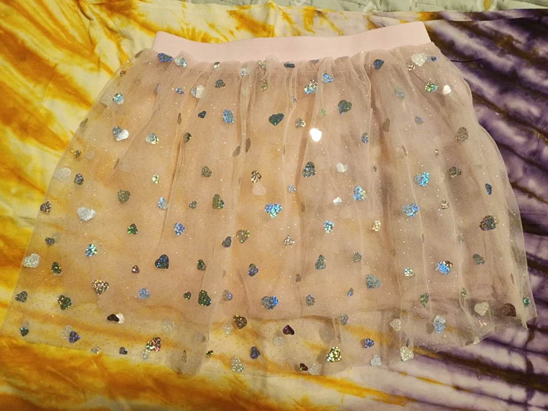 Girls' Tulle Skirt with Heart Sequins