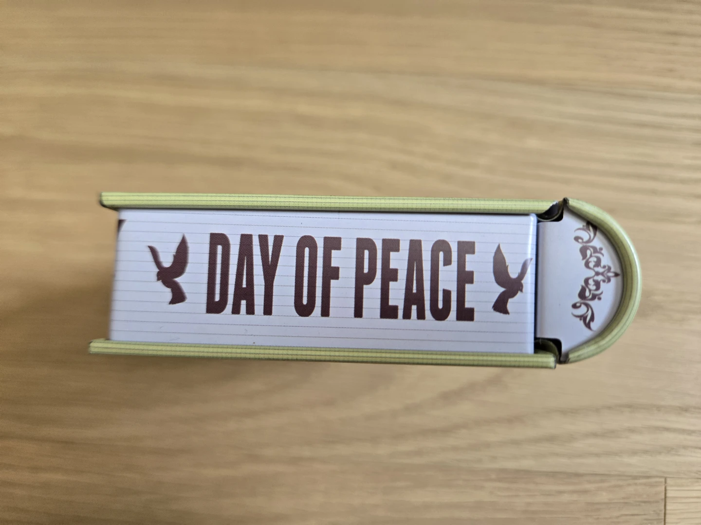 Mini Book Type Tin Storage Box Green International Day of Peace - photo 5
