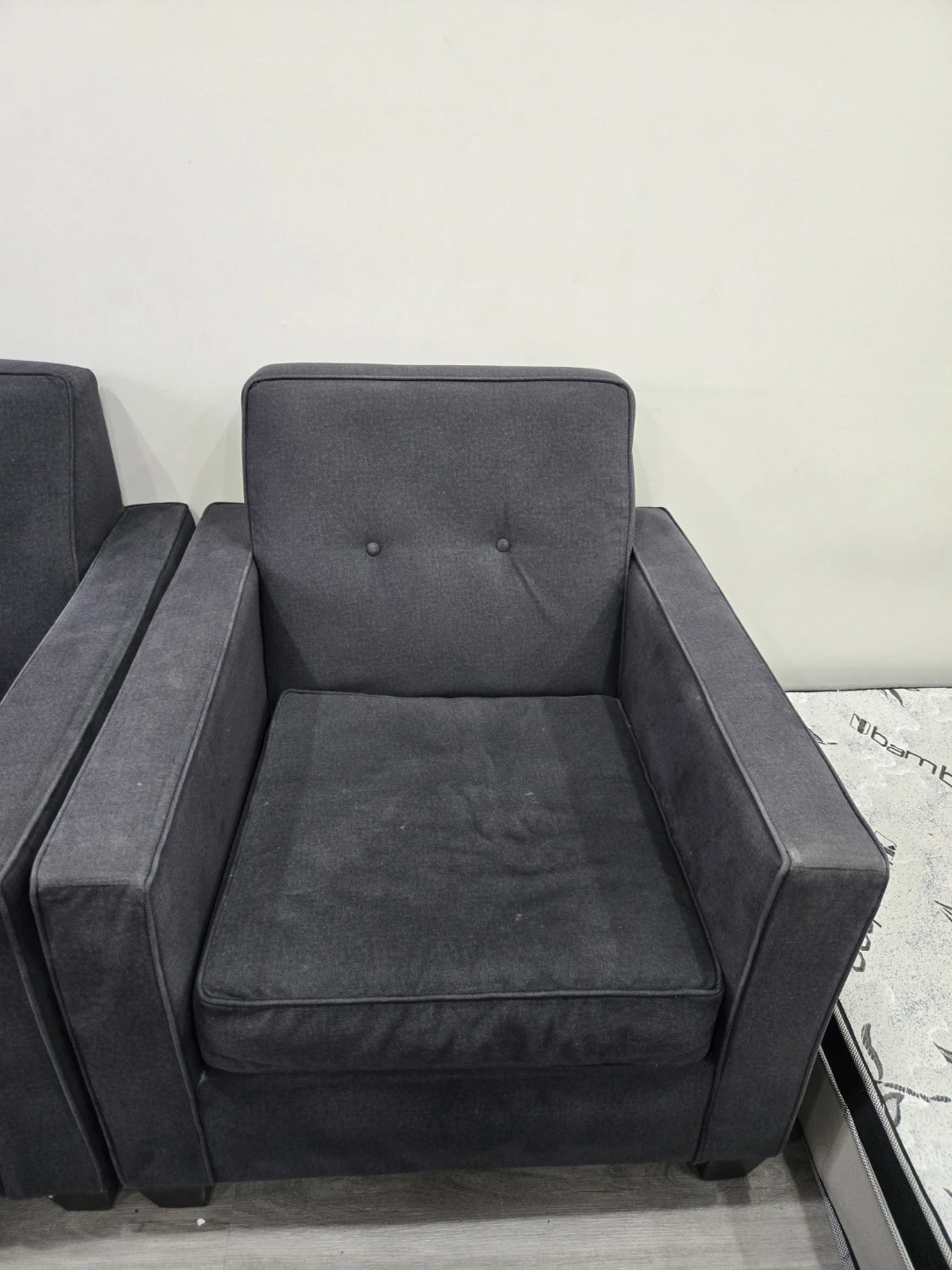 Dark Grey Fabric Loveseat and Armchair - photo 3