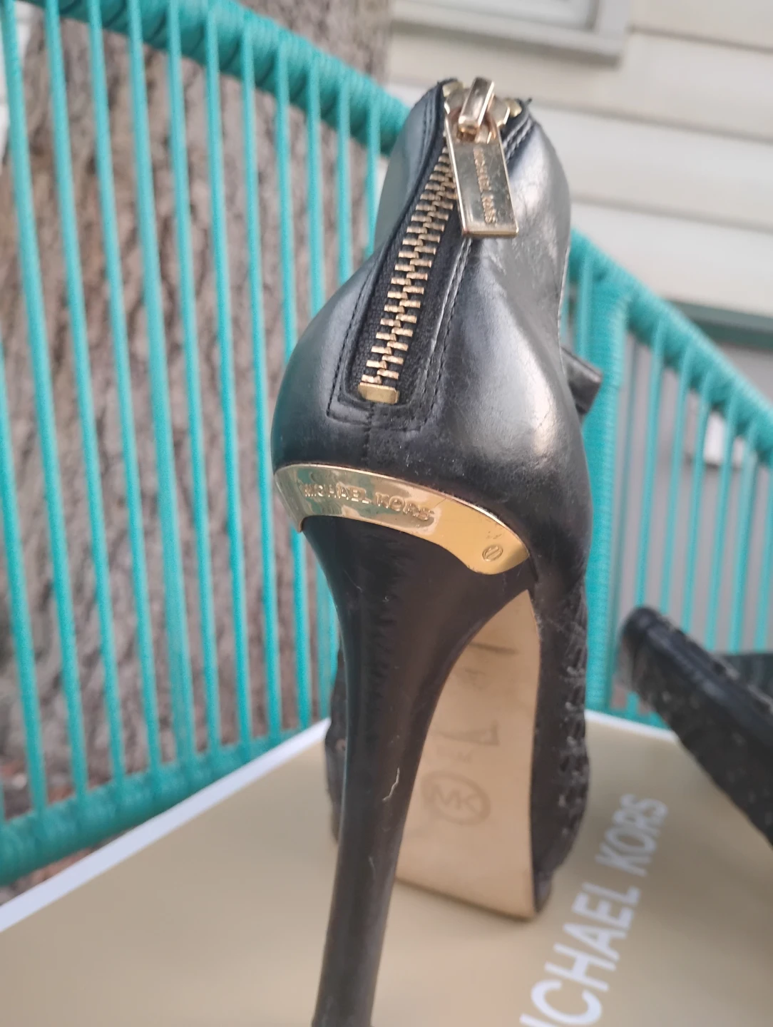 Michael Kors Black Perforated Peep-Toe Heels - photo 3