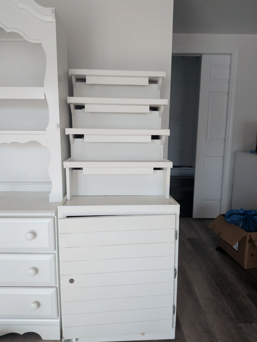 White Wooden Cabinet with Shelves