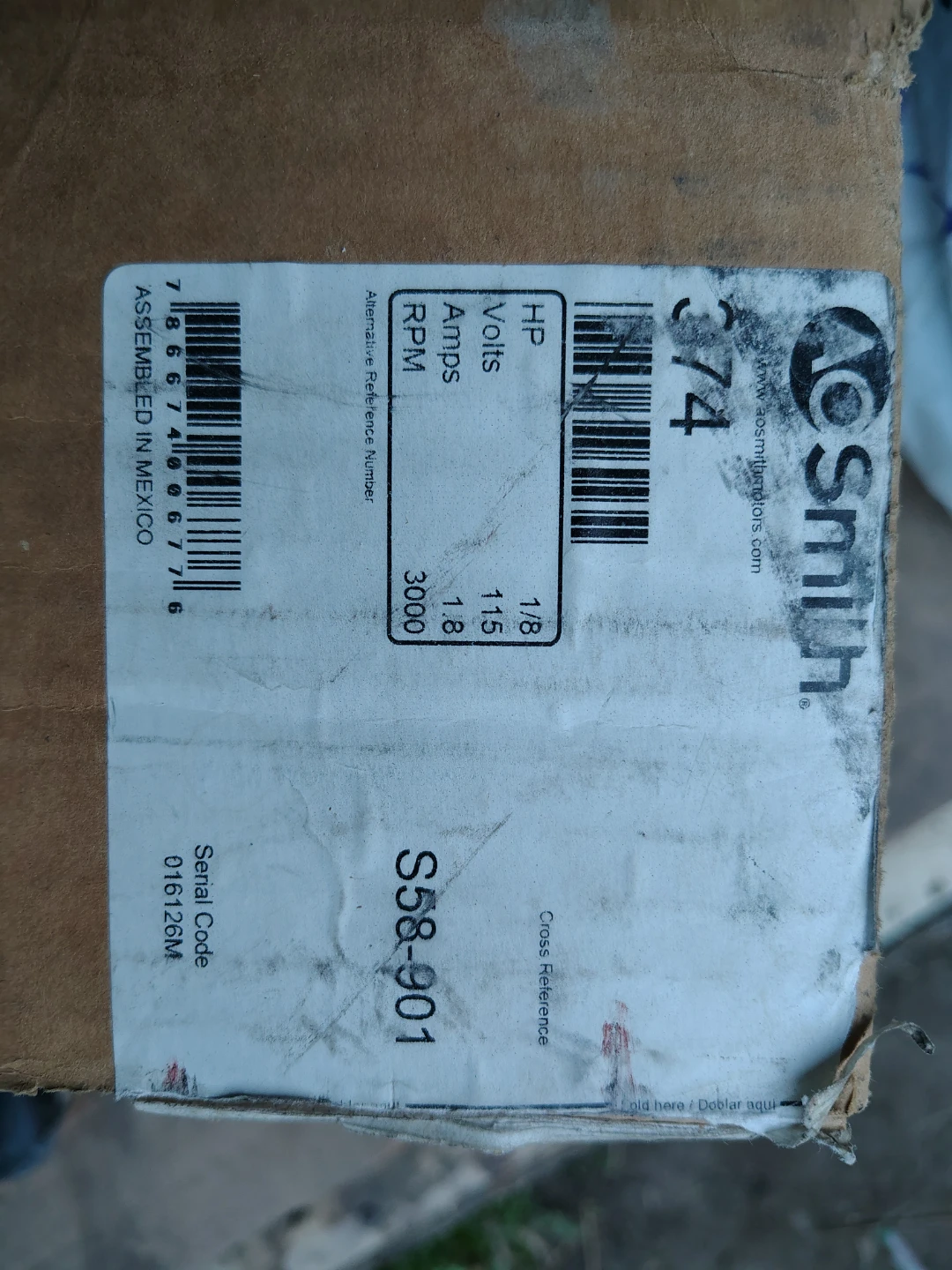 AO Smith S58-901 Motor