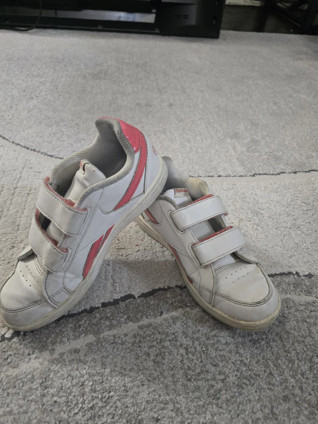 Reebok White and Pink Velcro Sneakers