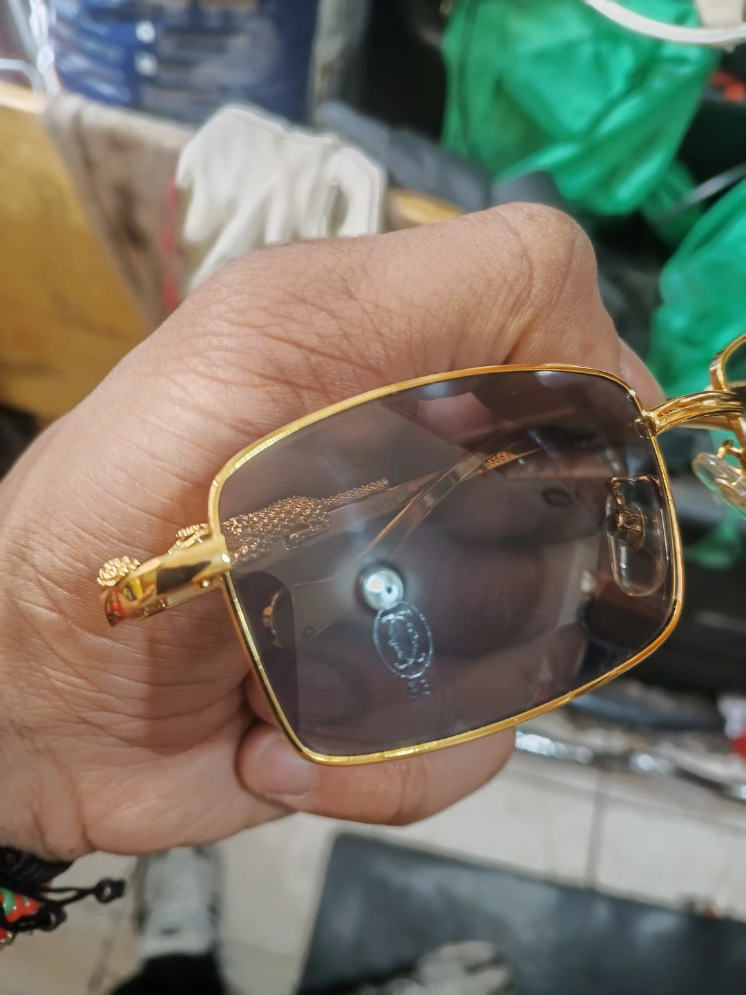 Cartier Sunglasses - Gold Frame, Leopard Detail - photo 4
