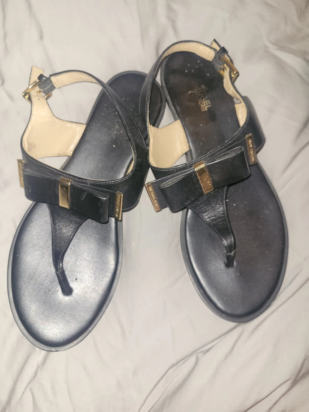 Michael Kors Black Leather Bow Sandals