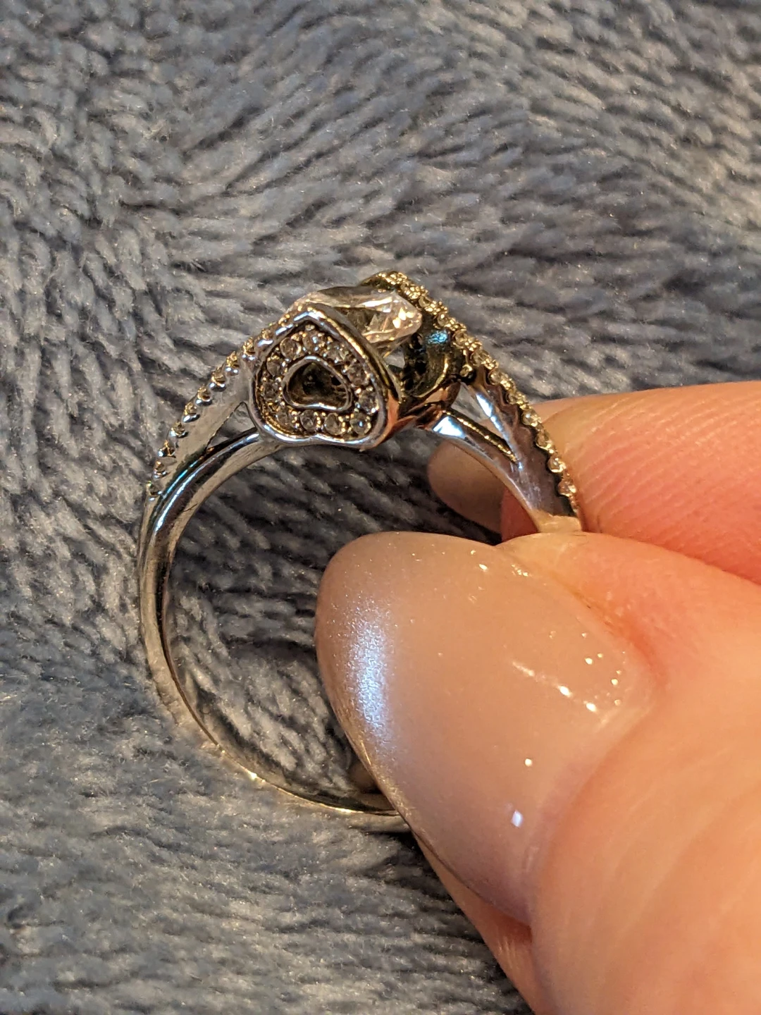 Size 6 Sterling Silver and Cubic Zirconia Bypass Ring - photo 2