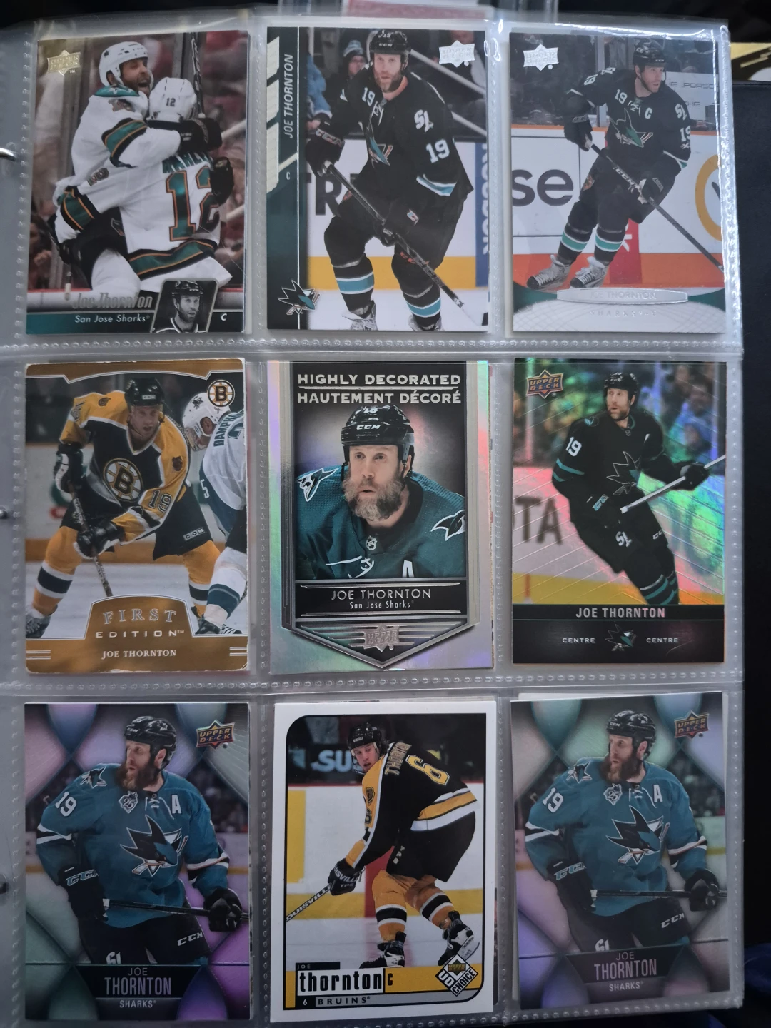 Joe Thornton San Jose Sharks Hockey Cards Collection