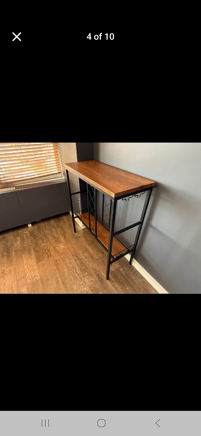 Industrial Style Bar Console Table with Wine Rack